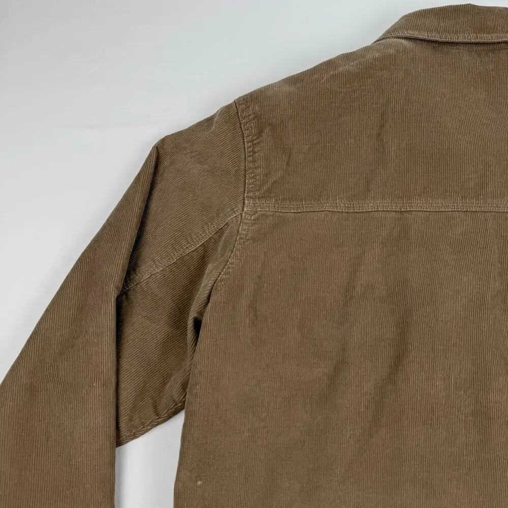 Eddie Bauer Tan Brown Corduroy Jacket Zip Front Men’s Large Outdoor Casual